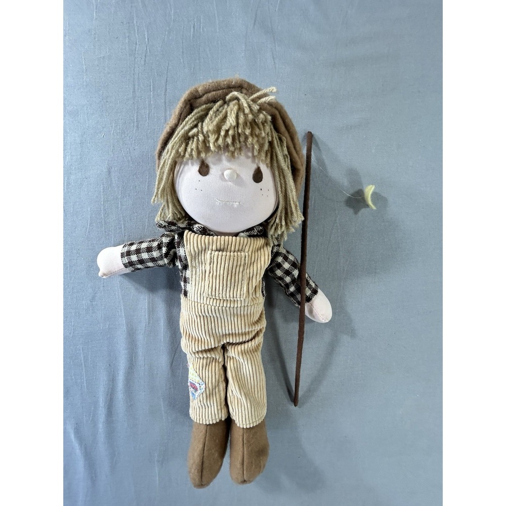 Vintage 1982 Applause Woodrow The Fishing Boy Plush Rag Doll 12"